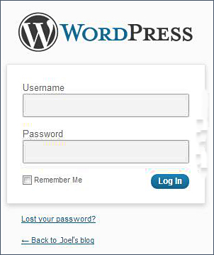 login page for WordPress